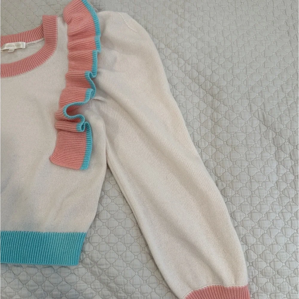 LoveShackFancy Greece Ruffle cashmere-Wool Sweater Medium - Picture 9 of 10